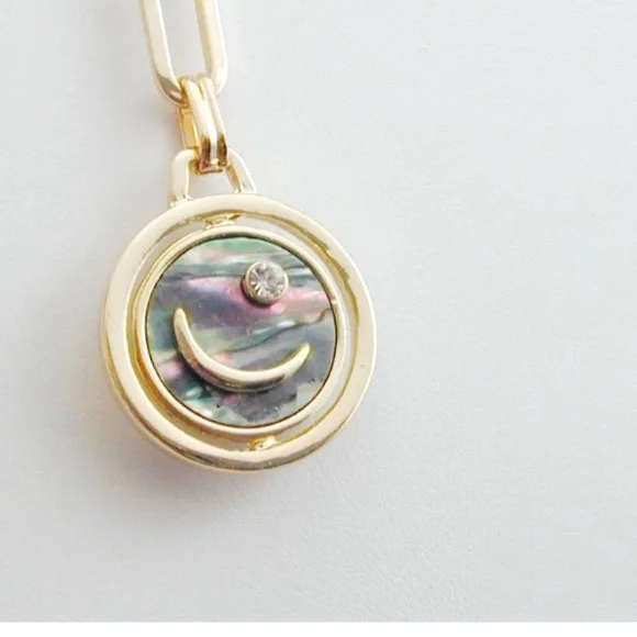 Mignonne Gavigan Gold Necklace with Abalone Pendant GWP new w tags - Picture 2 of 6